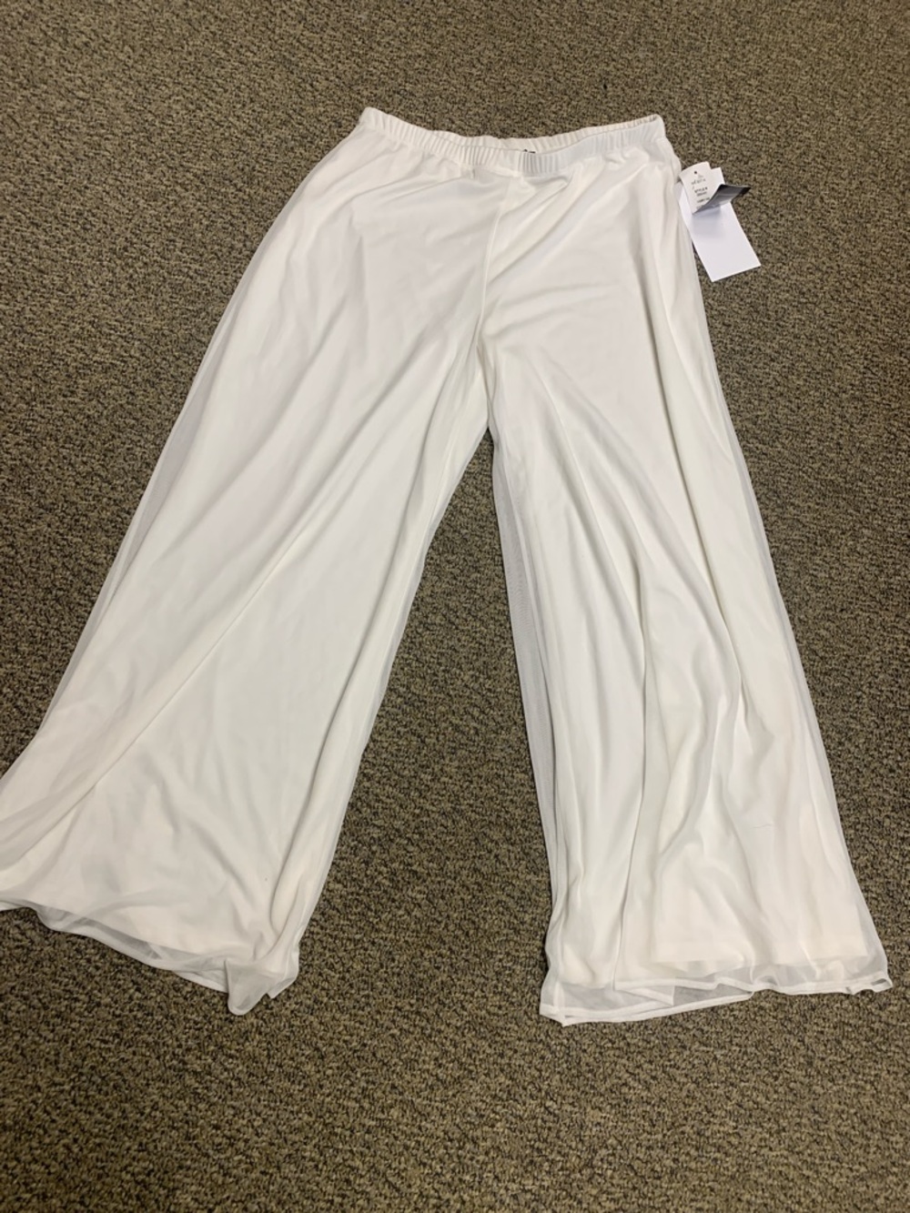 MSK White Elastic Waist Wide-Leg Pants